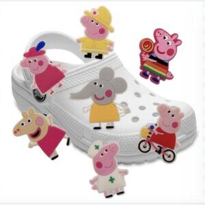 BOGO!! Crocs Style Shoe Charms Jibbitz Peppa Pig & Friends 7pc Set NEW